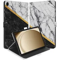 B2Ctelecom Book Case voor Samsung Galaxy Tab A11 Plus Tablet Hoesje Marble White Black met Standaard