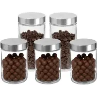 Secret De Gourmet - Set van 5x keuken voorraadpotten - glas - RVS deksel - 2 formaten - Voedsel bewaren