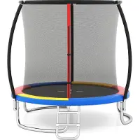 Costway Ø 244 cm trampoline met ladder, tuintrampoline rond met veiligheidsnet, randafdekking en metalen frame, kindertrampoline, complete set voor kinderen en volwassenen