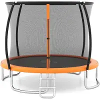 Costway Ø 305 cm trampoline met ladder, tuintrampoline rond met veiligheidsnet, randafdekking en metalen frame, kindertrampoline, complete set voor kinderen en volwassenen