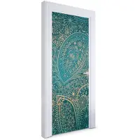 Wallfluent Deursticker - Etherische patronen Deur plakfolie - 75 x 205 cm - Blauw Deurbehang Sticker - Moderne Deur Sticker - Abstractie Deurbehang - Deursticker voor de Slaapkamer - Deurfolie