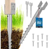 KOTARBAU - Stalen Schroefbare Paalhouder - Verzinkt - 81x710 mm - Set van 2