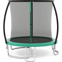 Costway Ø 244 cm trampoline met ladder, tuintrampoline rond met veiligheidsnet, randafdekking en metalen frame, kindertrampoline, complete set voor kinderen en volwassenen