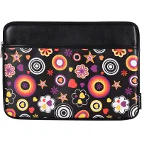 Canvas Artisan Laptophoes 13 Inch PU – Laptop Sleeve – Flower Party Zwart
