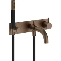 Hotbath Cobber CB127EXT afbouwdeel inbouw badmengkraan met achterplaat, staafhanddouche aan houder en 25cm uitloop verouderd messing