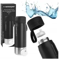 Wessper RVS drinkfles drinkfles 700ml met actieve koolfilter – duurzame waterfles voor sport, school & fitness – Zwart