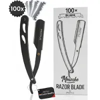 ProTrue Open Scheermes met 100 Scheermesjes - Klassiek Barbiersmes - Shavette - Safety razor - Kappersmes