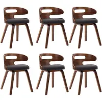 vidaXL Eetkamerstoelen 6 st gebogen hout en stof donkergrijs