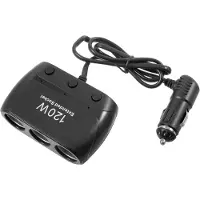 Peachy Sigarettenplug poort splitter HUB 120W - Zwart