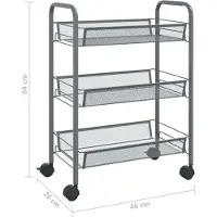 vidaXL Keukentrolley 3-laags 46x26x54 cm ijzer grijs