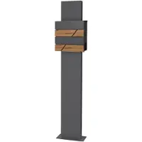ML-Design Staande brievenbus met krantenvak 37x36,5x11 cm antraciet/houtlook van staal ML design, modern horizontaal ontwerp, stahoogte 120/170 cm antraciet