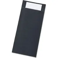 Papstar Bestekzakken , incl. wit servet, 520 st, B 85 x H 200 mm, papier, zwart