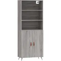 vidaXL Hoge kast 69,5x34x180 cm bewerkt hout grijs sonoma eikenkleurig
