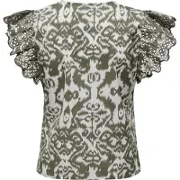 ONLY Blouse 'ONLLou' olijfgroen / wit