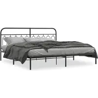 vidaXL Bedframe met hoofdbord metaal zwart 200x200 cm