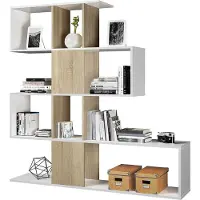 CALICOSY Libreria con 4 livelli e 11 scomparti di archiviazione h145 cm zigzag