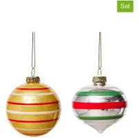 OYOY Vintage christmas glass ball No. 3 kerstbal 2-delig Multi
