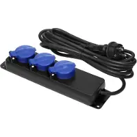 ORNO Spatwaterdichte Stekkerdoos 3-voudig - 3m - 3x1,5qmm - Zwart