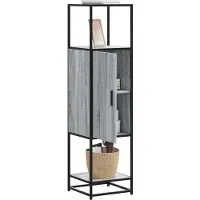 vidaXL Hoge kast 35,5x35x139 cm bewerkt hout en metaal grijs sonoma