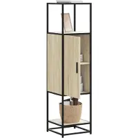 vidaXL Hoge kast 35,5x35x139 cm bewerkt hout en metaal sonoma eiken