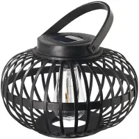 Pauleen LED-zonnetafellamp SUNSHINE BLISS zwart 17 cm IP44, zwart, Bamboe, Jong wonen