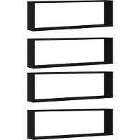 vidaXL Wandrekken Kubusvormige 4 st 100x15x30 cm spaanplaat zwart