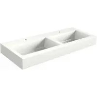 Xenz Solid Surface Blad 120x45 met 2 RO wastafels met 1 kraangat, mat wit