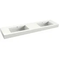 Xenz Solid Surface Blad 200x45 met 2 wastafels gecentreerd, met overloopgat+afvoerplug, mat wit
