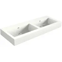 Xenz Solid Surface Blad 120x45 met 2 RO wastafels met overloopgat+afvoerplug, mat wit