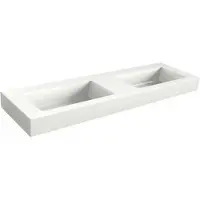 Xenz Solid Surface Blad 160x45 met 2 R2 wastafels, mat wit