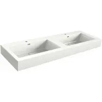 Xenz Solid Surface Blad 140x45 met 2 R2 wastafels met overloopgat+afvoerplug,1 kraangat, mat wit