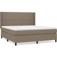 vidaXL Boxspring met matras stof taupe 180x200 cm