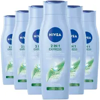 Nivea 2-in-1 Express Haar Shampoo & Conditioner - Shine serum - Met aloë vera - Haarshampoo - Voordeelverpakking - 6 x 250 ml