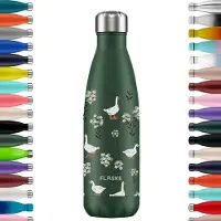 FLASKE Original Drinkfles 500 ml - Geïsoleerde RVS Waterfles - BPA-vrij - 12u Warm & 24u Koud - Geschikt als Thermosfles en Thermoskan - Water Bottle Stainless Steel - Goose Haven