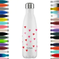FLASKE Original Drinkfles 500 ml - Geïsoleerde RVS Waterfles - BPA-vrij - 12u Warm & 24u Koud - Geschikt als Thermosfles en Thermoskan - Water Bottle Stainless Steel - Hearts