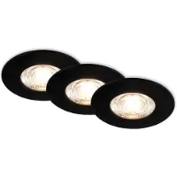 Briloner LED plafondinbouwspot Kulana Mini IP44 per 3 zwart, zwart, Woon-/ Eetkamer, Kunststof, Modern