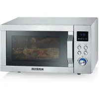 Severin MW 7774 Magnetron RVS (geborsteld), Zilver 900 W Grillfunctie, Met pizzafunctie, Heteluchtfunctie