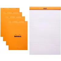 Rhodia Notitieblok - Schrijfblok - N19 - gelijnd - 21x31,8cm - 80g - Oranje - 80 vel - 5 stuks