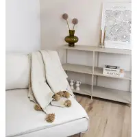 Poufs&Pillows Dekentje - pompom deken creme – Ideaal als sprei voor je bed of deken voor op de bank - 180 x 300cm - Plaid woon- en slaapkamer
