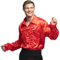 Boland Rode Rouche Overhemd Voor Heren 2xl - Carnavalsblouses