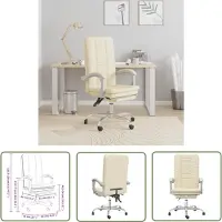 The Living Store De Living Store bureaustoel met ligfunctie, kleur crème, bekleed met kunstleer