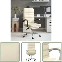 The Living Store De Living Store bureaustoel met massagefunctie, kleur crème, bekleed met kunstleer