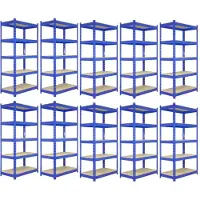 MonsterShop Monster rekken 10 x blauwe rekken eenheid 5 Tier Garage opslag magazijn rekken 120 x 45 x 180cm