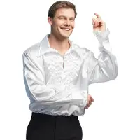 Boland Witte rouche overhemd voor heren 2XL - Carnavalsblouses