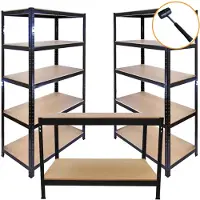 Monster Racking Monster rekken 3 x zwart rekken eenheid 90cm 5 Tier &amp; werkbank garage opslag magazijn rekken