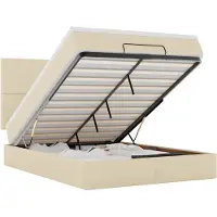 vidaXL Ottoman bed met matras en LED's 140x200cm stof crèmekleurig