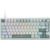 Royal Kludge RKR75 - RGB Mechanisch Gaming Toetsenbord - Foam Touch - Sky Cyan - USB - Hot Swappable Switch - Blue Switches - Inclusief Stofkap