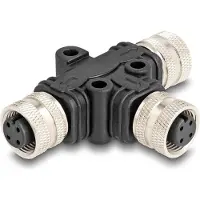 DeLOCK M12 T-Splitter A-coded 4 pin 1 x female to 2 x female parallel connection