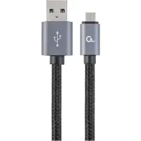 Cablexpert ! Baumwolle geflochtenes Micro-USB-Kabel / 1,8 m / schwarz