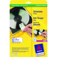 Avery-Zweckform L6114-20 Veiligheidsetiketten 63.5 x 29.6 mm Polyester folie Wit 480 stuk(s) Permanent hechtend Laser (zwart/wit), Kopiëren (zwart/wit),